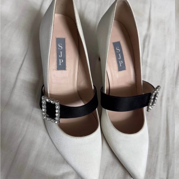 SJP by Sarah Jessica Parker White Heels with Black Strap